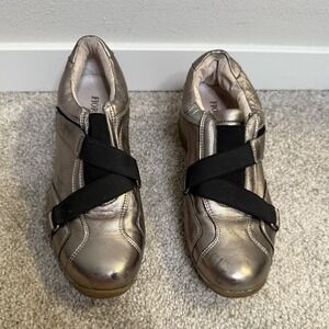 Fiorucci Women's Bronze Metallic Leather Slip On Sneakers Designer Comfy Casual